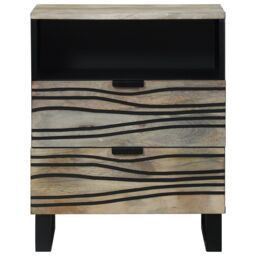 Berkfield Home Bedside Tables with Drawer White & Black 50 x 33 x 60 cm - thumbnail 3