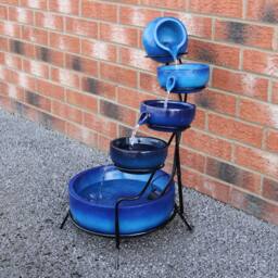Monstershop Blue 4 Tier Spilling Bowls Water Feature - thumbnail 5