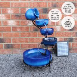 Monstershop Blue 4 Tier Spilling Bowls Water Feature - thumbnail 3