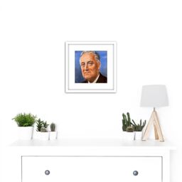 Artery8 Timym Portrait US President Franklin Roosevelt Painting 8X8 Inch Square Wooden Framed Wall Art Print Picture with Mount in White - thumbnail 2