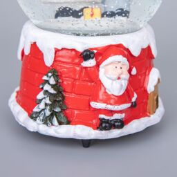 Shatchi Musical Christmas Snowglobe Large Water Ball Features Christmas Santa Tree Scene Cute Resin Base Decorations in Red - thumbnail 6