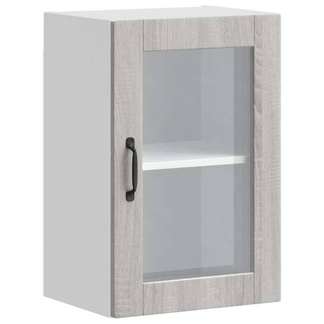 Berkfield Home Kitchen Wall Cabinet with Glass Door¬†Porto Grey Sonoma - image 1