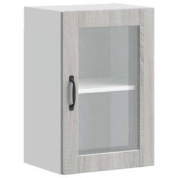Berkfield Home Kitchen Wall Cabinet with Glass Door¬†Porto Grey Sonoma - thumbnail 2