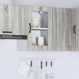 Berkfield Home Kitchen Wall Cabinet with Glass Door¬†Porto Grey Sonoma - thumbnail 4