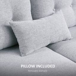 Wyld Haus Kero Lora Light Grey 2 Seater Loveseat Linen Fabric Spring Cushions - thumbnail 7