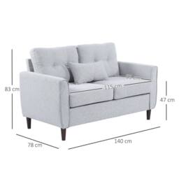 Wyld Haus Kero Lora Light Grey 2 Seater Loveseat Linen Fabric Spring Cushions - thumbnail 3