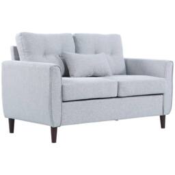 Wyld Haus Kero Lora Light Grey 2 Seater Loveseat Linen Fabric Spring Cushions - thumbnail 2