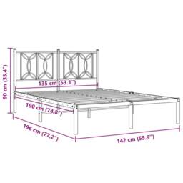 Berkfield Home Metal Bed Frame without Mattress with Headboard Black 135x190cm - Size: 135x190 cm - thumbnail 8