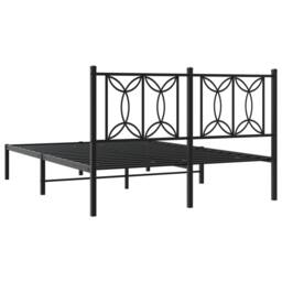 Berkfield Home Metal Bed Frame without Mattress with Headboard Black 135x190cm - Size: 135x190 cm - thumbnail 6