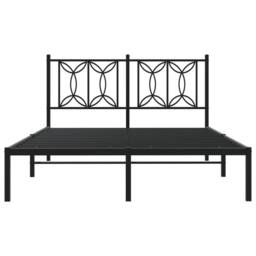 Berkfield Home Metal Bed Frame without Mattress with Headboard Black 135x190cm - Size: 135x190 cm - thumbnail 4