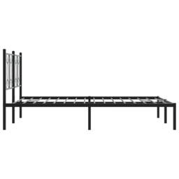 Berkfield Home Metal Bed Frame without Mattress with Headboard Black 135x190cm - Size: 135x190 cm - thumbnail 5