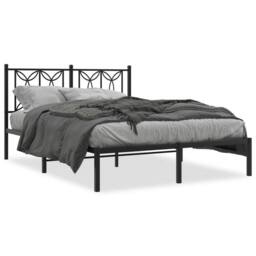 Berkfield Home Metal Bed Frame without Mattress with Headboard Black 135x190cm - Size: 135x190 cm - thumbnail 3