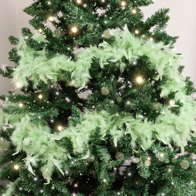 Melody Maison Large Pale Mint Green Feather Boa Christmas Garland - 182cm (1.82m / 71.6') in Light Green - image 1