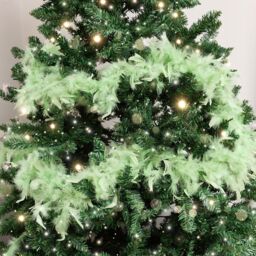 Melody Maison Large Pale Mint Green Feather Boa Christmas Garland - 182cm (1.82m / 71.6') in Light Green - thumbnail 1