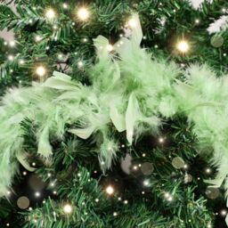 Melody Maison Large Pale Mint Green Feather Boa Christmas Garland - 182cm (1.82m / 71.6') in Light Green - thumbnail 4