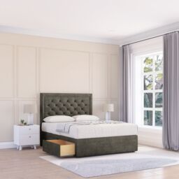 "Sloomy Montana Dumfries Bed Set With 2 Drawers, Mattress & 26"" Headboard in Dark Grey - Size: Single" - thumbnail 2