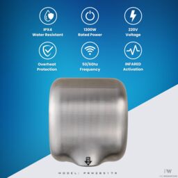 MYLEK Pro Washroom Bathroom Hand Dryer 1300w Stainless in Silver - thumbnail 8