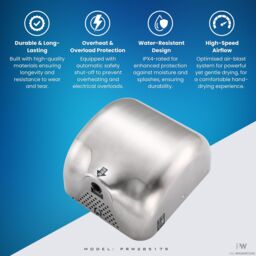 MYLEK Pro Washroom Bathroom Hand Dryer 1300w Stainless in Silver - thumbnail 5