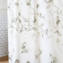 KORVIXA Marble Shower Curtain with 12 Hooks in White - Size: 180 cm width x 180 cm drop - thumbnail 3