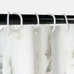 KORVIXA Marble Shower Curtain with 12 Hooks in White - Size: 180 cm width x 180 cm drop - thumbnail 2