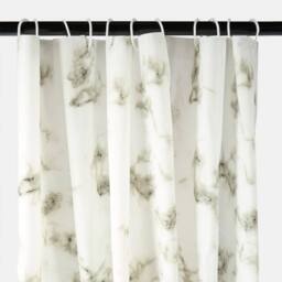 KORVIXA Marble Shower Curtain with 12 Hooks in White - Size: 180 cm width x 180 cm drop - thumbnail 1