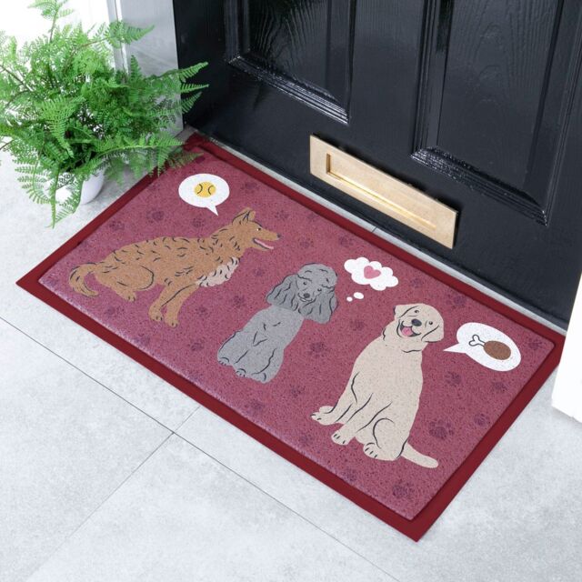 Artsy Mats Dog Thoughts Doormat (70 x 40cm) in White - Size: 40 cm x 70 cm - image 1