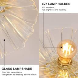 Goeco Ceiling Light for Hallway E27 Flower Shape Ceiling Light Crystal Glass in Gold - thumbnail 8