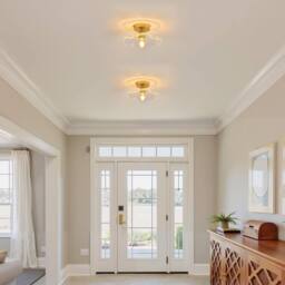 Goeco Ceiling Light for Hallway E27 Flower Shape Ceiling Light Crystal Glass in Gold - thumbnail 5