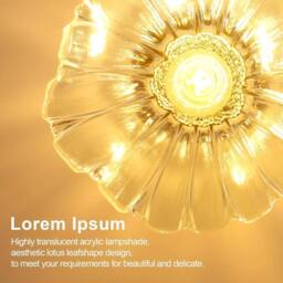 Goeco Ceiling Light for Hallway E27 Flower Shape Ceiling Light Crystal Glass in Gold - thumbnail 7