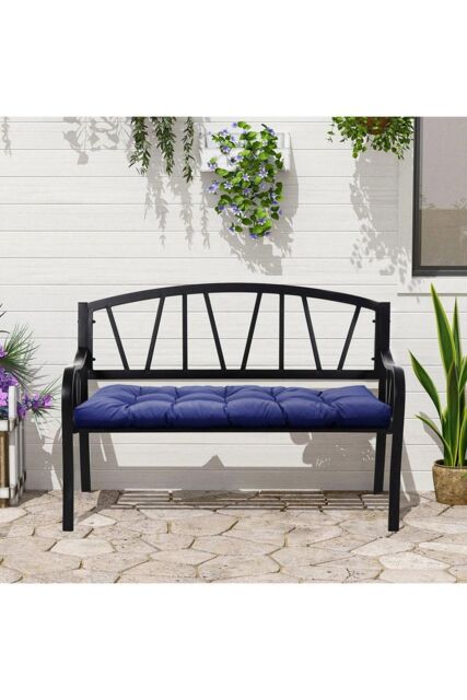 Garden Sanctuary 130cm W x 50cm D Navy Blue Outdoor Waterproof Sunproof Bench Cushion - Size: 130 cm W x 50 cm D