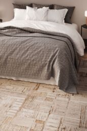Kukoon Grey Striped Distressed Living Room Area Rug Bedroom Floor Runner Mat in Beige - Size: 200 cm x 290 cm - thumbnail 2