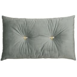 Paoletti Bumble Bee Embroidered Buttoned Velvet Ready Filled Cushion in Silver - Size: 30 cm x 50 cm - thumbnail 2