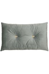 Paoletti Bumble Bee Embroidered Buttoned Velvet Ready Filled Cushion in Silver - Size: 30 cm x 50 cm
