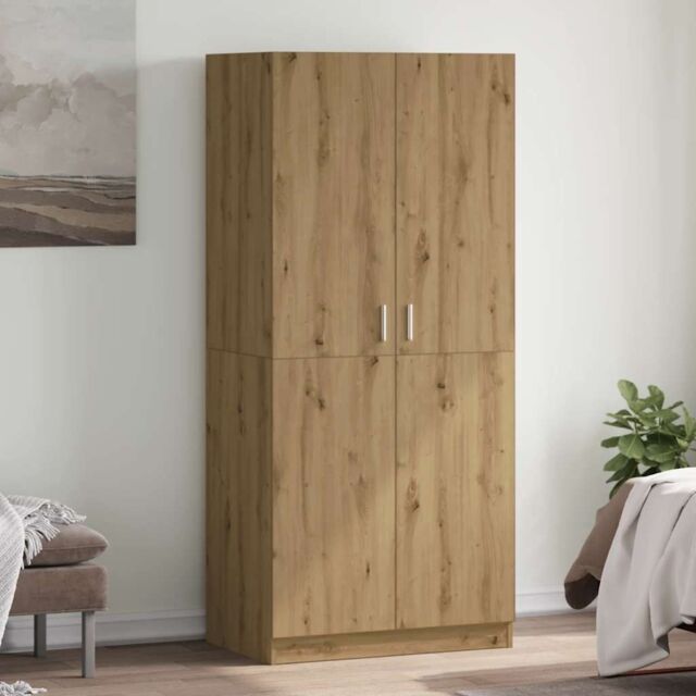 Berkfield Home Wardrobe Artisan Oak 80x52x180 cm Engineered Wood in Brown - Size: 80 x 52 x 180 cm - image 1