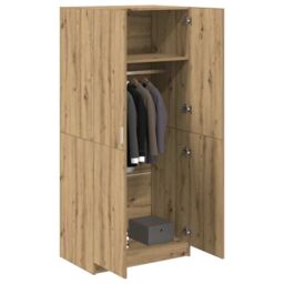Berkfield Home Wardrobe Artisan Oak 80x52x180 cm Engineered Wood in Brown - Size: 80 x 52 x 180 cm - thumbnail 3