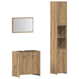 Berkfield Home 3 Piece Bathroom Furniture Set Artisan Oak Engineered Wood in Brown - thumbnail 1