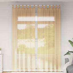 Berkfield Home Voile Curtains with Loops 2 pcs Sand 140x260 cm in Light Sand - thumbnail 2