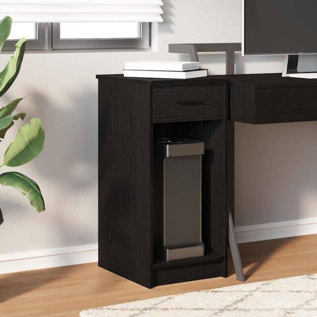 Berkfield Home Durable Computer Tower Stand with Drawer Black 35x45x77 cm - Size: 35 x 45 x 77 cm - image 1