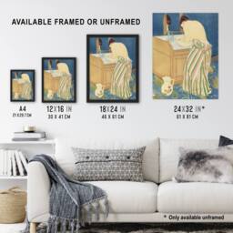 "Artery8 Woman Bathing at her Dressing Table Cassatt Framed Wall Art Print in Blue - Size: W12"" x H16""" - thumbnail 3