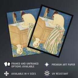 "Artery8 Woman Bathing at her Dressing Table Cassatt Framed Wall Art Print in Blue - Size: W12"" x H16""" - thumbnail 2