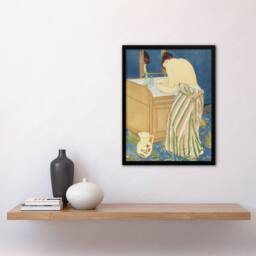 "Artery8 Woman Bathing at her Dressing Table Cassatt Framed Wall Art Print in Blue - Size: W12"" x H16""" - thumbnail 4