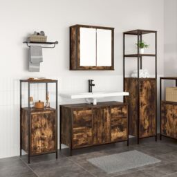 Berkfield Home 3-Piece Bathroom Furniture Set in Smoked Oak Engineered Wood in Brown - thumbnail 1