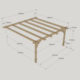 Rutland County Garden Furniture Ltd Wall Mounted Premium Pergola, Wood, L180 x W480 x H270 cm, Light Green in Brown - thumbnail 6