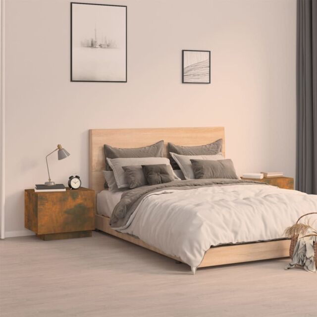 Berkfield Home Bedside Cabinet Smoked Oak 100x35x40 cm Engineered Wood in Brown - Size: 100 x 35 x 40 cm - image 1