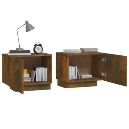 Berkfield Home Bedside Cabinet Smoked Oak 100x35x40 cm Engineered Wood in Brown - Size: 100 x 35 x 40 cm - thumbnail 3