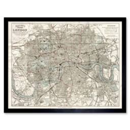 "Artery8 Map Bacon 1883 London City England Plan Chart 12x16"" Framed Art Print in Beige - Size: W12"" x H16""" - thumbnail 1