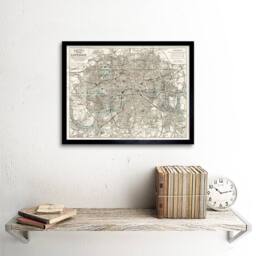 "Artery8 Map Bacon 1883 London City England Plan Chart 12x16"" Framed Art Print in Beige - Size: W12"" x H16""" - thumbnail 2