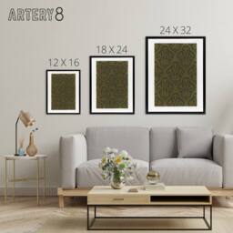 "Artery8 Lily & Crown Art Deco Pattern Audsley Framed Canvas Wall Art Print in Gold - Size: W12"" x H16""" - thumbnail 4