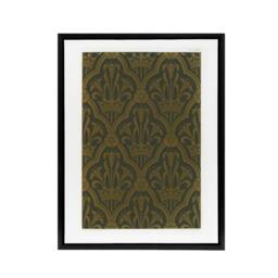 "Artery8 Lily & Crown Art Deco Pattern Audsley Framed Canvas Wall Art Print in Gold - Size: W12"" x H16""" - thumbnail 1