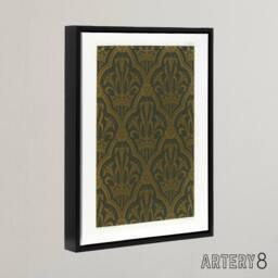 "Artery8 Lily & Crown Art Deco Pattern Audsley Framed Canvas Wall Art Print in Gold - Size: W12"" x H16""" - thumbnail 2